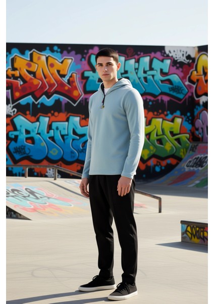 Erkek Kapüşonlu Standart Kol Polar Fermuarlı Sweatshirt Fonksiyonel Dayanıklı Kaliteli Şık indirimleri