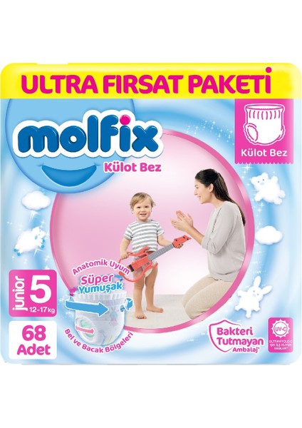 Molfix Külot Bez Ultra Fırsat Paketi 5 Beden 12-17 kg 68 Adet