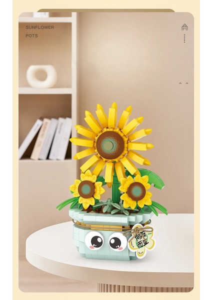 Evcil Çiçek Serisi: Saksıda Ayçiçeği | 320 Parça Mikro Bloklar | 14+ Yaş | Çiçek Maketi modelleri