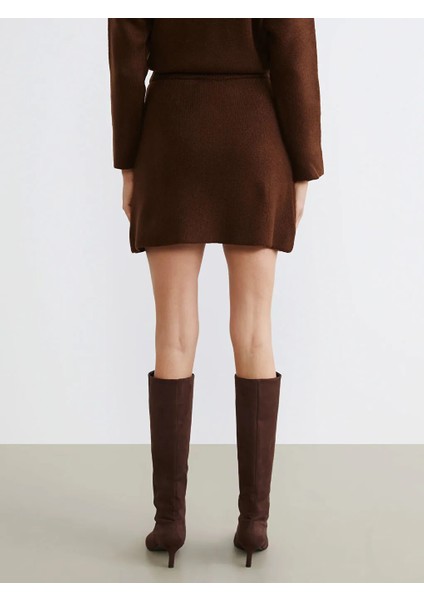 Lcw Vision Kahverengi Beli Lastikli Triko Mini Etek fırsatları