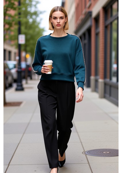 Kadın Bisiklet Yaka Düşük Kol Regular Sweatshirt Fonksiyonel Dayanıklı Kaliteli Konforlu Şık fiyatları