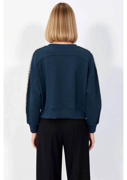 Kadın Bisiklet Yaka Düşük Kol Regular Sweatshirt Fonksiyonel Dayanıklı Kaliteli Konforlu Şık fırsatları