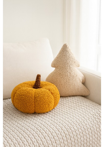 Teddy Dekoratif Balkabağı Yastık ve Çam Ağacı Yastık