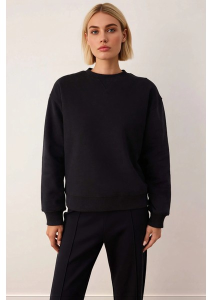 Kadın Bisiklet Yaka Düşük Kol %100 Pamuk Sweatshirt Fonksiyonel Dayanıklı Kaliteli Estetik modelleri