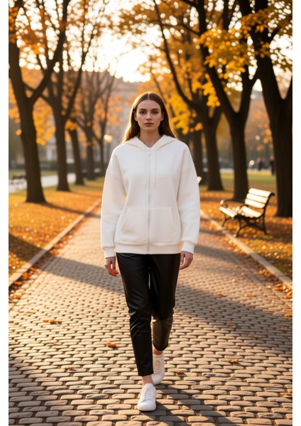 Kadın Kapüşonlu Düşük Kol Fermuarlı Sweatshirt Uzun Kollu Kalıp Fonksiyonel Dayanıklı Spor