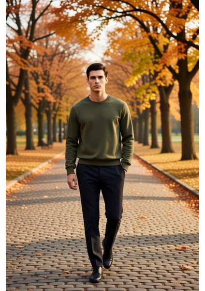 Erkek Bisiklet Yaka Standart Kol Regular Kalıp Sweatshirt Fonksiyonel Dayanıklı Kaliteli Şık