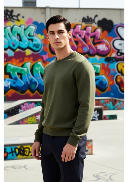 Erkek Bisiklet Yaka Standart Kol Regular Kalıp Sweatshirt Fonksiyonel Dayanıklı Kaliteli Şık fırsatları