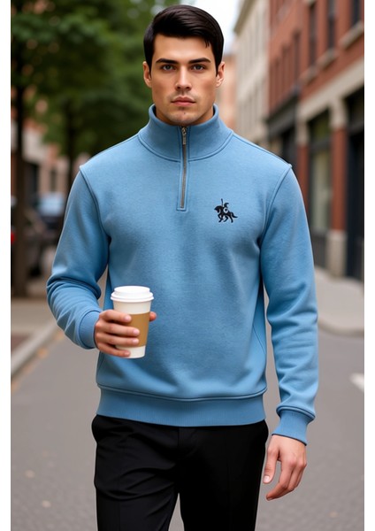 Erkek Dik Yaka Fermuarlı Standart Kol Regular Kalıp Sweatshirt Fonksiyonel Dayanıklı Rahat fiyatları