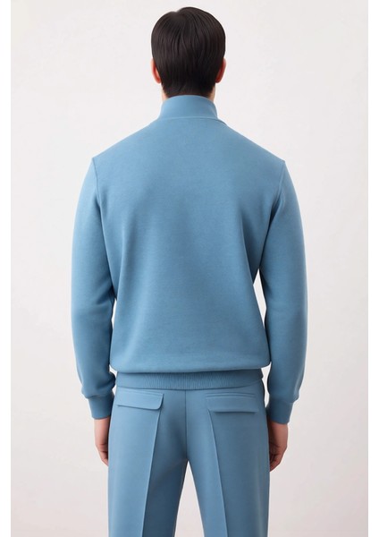 Erkek Dik Yaka Fermuarlı Standart Kol Regular Kalıp Sweatshirt Fonksiyonel Dayanıklı Rahat fırsatları