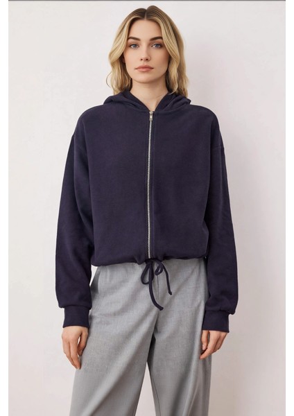 Kadın Kapüşonlu Düşük Kol Fermuarlı Selanik Örme Sweatshirt Fonksiyonel Dayanıklı Kaliteli modelleri