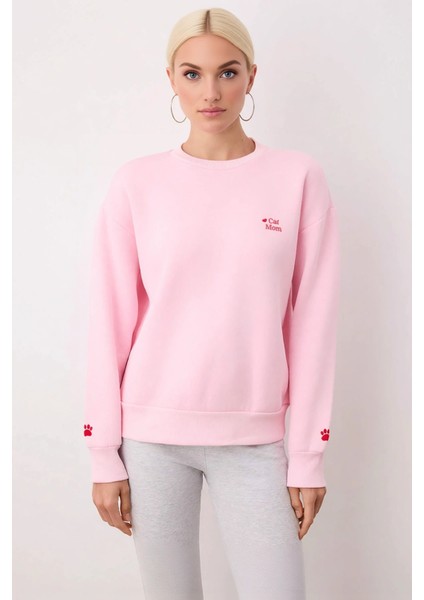 Kadın Bisiklet Yaka Düşük Kol Nakışlı Örme Sweatshirt Fonksiyonel Dayanıklı Kaliteli Rahat modelleri