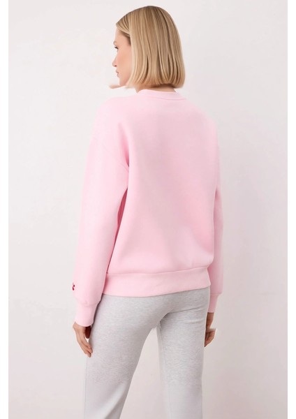 Kadın Bisiklet Yaka Düşük Kol Nakışlı Örme Sweatshirt Fonksiyonel Dayanıklı Kaliteli Rahat fırsatları