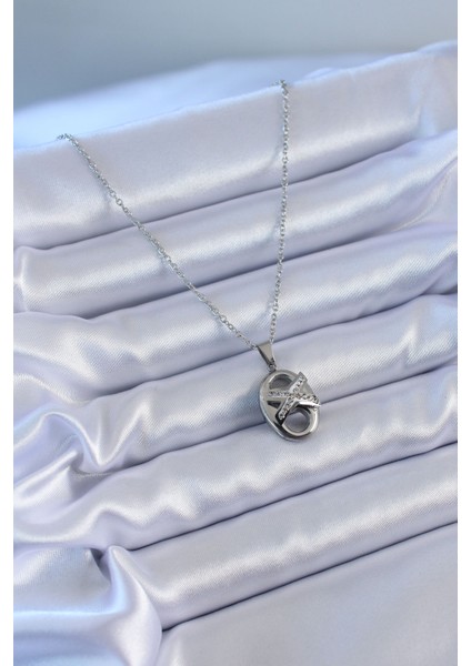 316L Çelik Gümüş Renk Zirkon Taşlı Kadın Kolye - Lisinya fiyatları