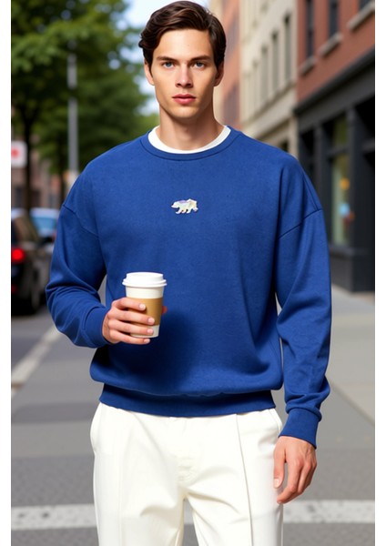 Erkek Bisiklet Yaka Standart Kol Oversize Fit Sweatshirt Fonksiyonel Dayanıklı Kaliteli Şık fiyatları