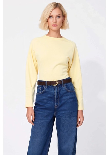 Kadın Bisiklet Yaka Reglan Kol Fitted Örme Sweatshirt Fonksiyonel Dayanıklı Kaliteli Rahat modelleri