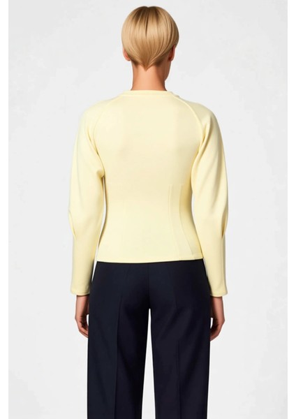 Kadın Bisiklet Yaka Reglan Kol Fitted Örme Sweatshirt Fonksiyonel Dayanıklı Kaliteli Rahat fırsatları