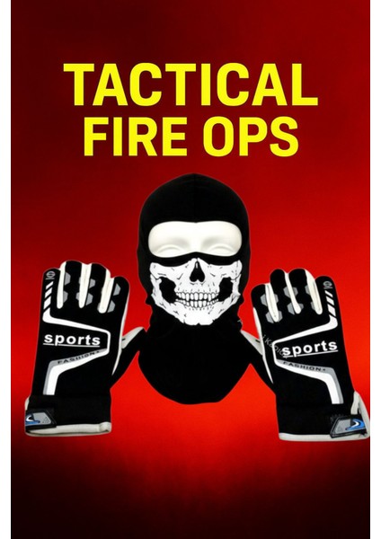 Tactical Skull 2’li Kışlık Motosiklet Eldiveni L-XL ve Balaklava maske Seti Kaymaz