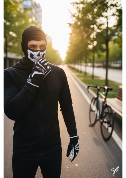 Tactical Skull 2’li Kışlık Motosiklet Eldiveni L-XL ve Balaklava maske Seti Kaymaz modelleri