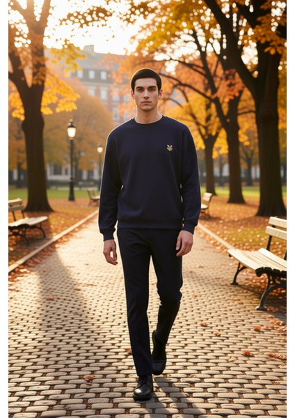 Erkek Bisiklet Yaka Standart Kol Oversize Waffle Dokuma Sweatshirt Fonksiyonel Dayanıklı Şık