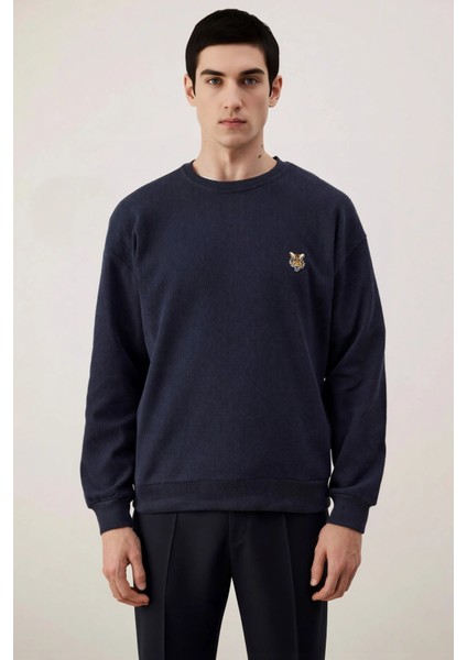 Erkek Bisiklet Yaka Standart Kol Oversize Waffle Dokuma Sweatshirt Fonksiyonel Dayanıklı Şık modelleri