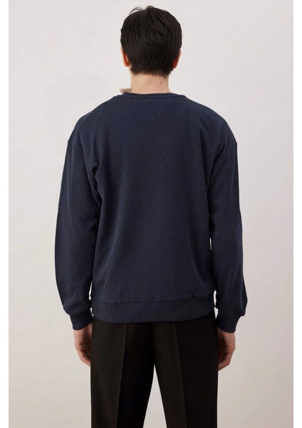 Erkek Bisiklet Yaka Standart Kol Oversize Waffle Dokuma Sweatshirt Fonksiyonel Dayanıklı Şık fırsatları