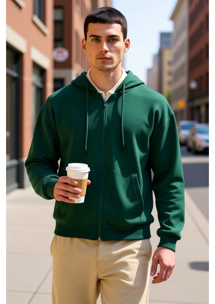 Erkek Kapüşonlu Düşük Kol Fermuarlı Oversize Kalıp Sweatshirt Fonksiyonel Dayanıklı Modern fiyatları