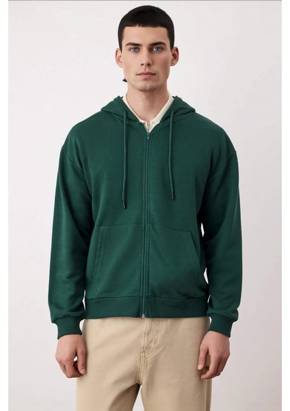 Erkek Kapüşonlu Düşük Kol Fermuarlı Oversize Kalıp Sweatshirt Fonksiyonel Dayanıklı Modern modelleri
