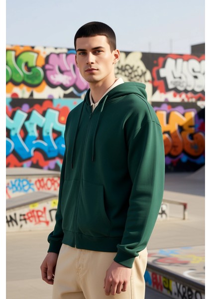 Erkek Kapüşonlu Düşük Kol Fermuarlı Oversize Kalıp Sweatshirt Fonksiyonel Dayanıklı Modern indirimleri