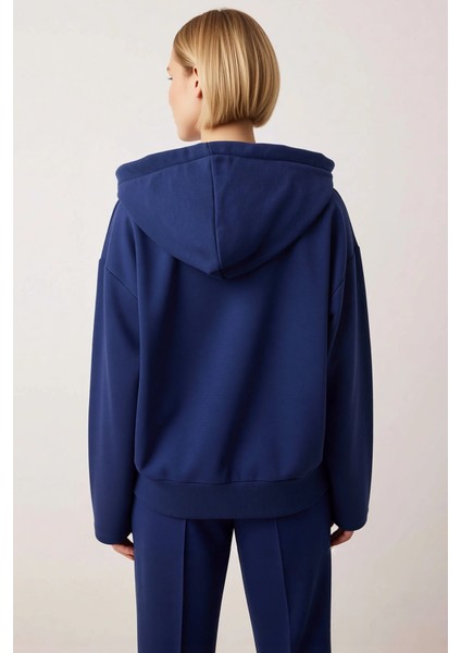 Kadın Kapüşonlu Standart Kol Bağlama Detaylı Örme Sweatshirt Fonksiyonel Dayanıklı Estetik fırsatları