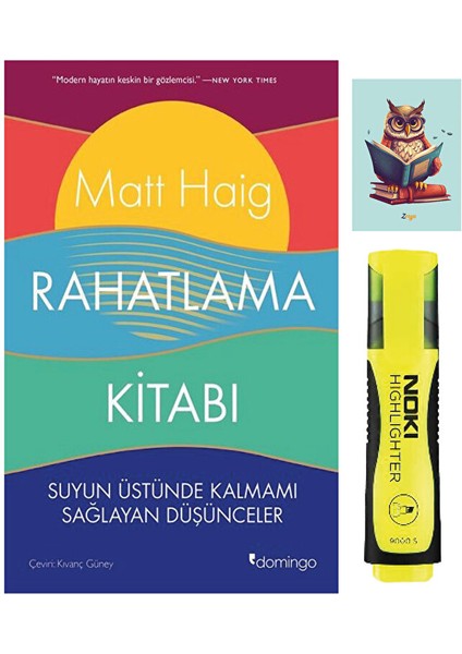 Rahatlama Kitabı - Matt Haig - Domingo Yayınevi - Sarı Fosforlu Kalem - Not Defter Seti