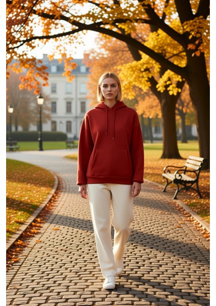 Kadın Kapüşonlu Düşük Kol Oversize Sweatshirt Fonksiyonel Dayanıklı Kaliteli Konforlu Spor