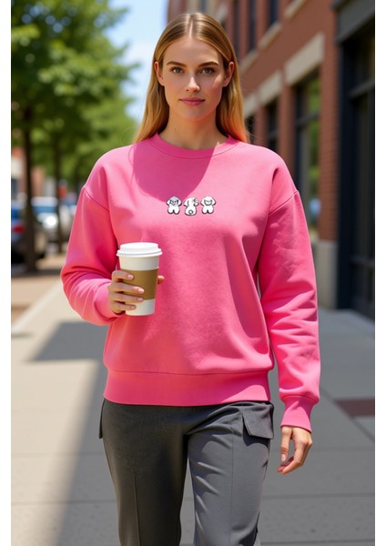 Kadın Bisiklet Yaka Düşük Kol Nakışlı Regular Kalıp Örme Sweatshirt Fonksiyonel Dayanıklı Şık fiyatları