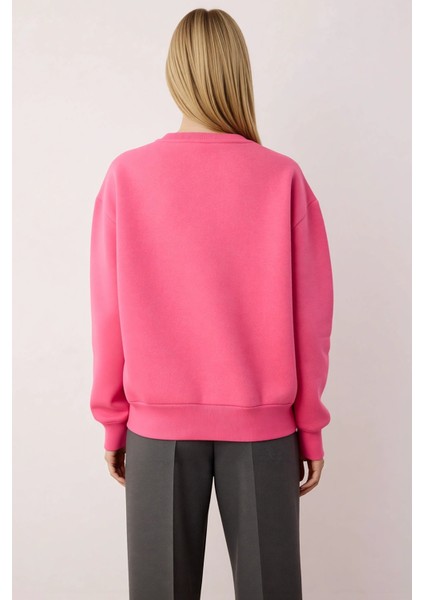 Kadın Bisiklet Yaka Düşük Kol Nakışlı Regular Kalıp Örme Sweatshirt Fonksiyonel Dayanıklı Şık fırsatları