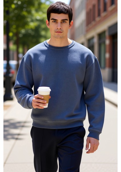 Erkek Bisiklet Yaka Düşük Kol Oversize Kalıp Sweatshirt Fonksiyonel Dayanıklı Kaliteli Şık fiyatları