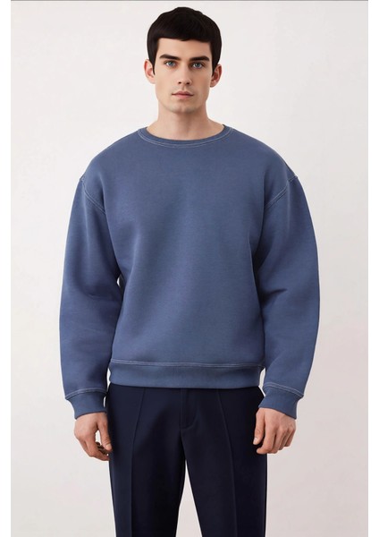 Erkek Bisiklet Yaka Düşük Kol Oversize Kalıp Sweatshirt Fonksiyonel Dayanıklı Kaliteli Şık modelleri