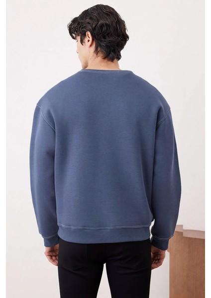 Erkek Bisiklet Yaka Düşük Kol Oversize Kalıp Sweatshirt Fonksiyonel Dayanıklı Kaliteli Şık fırsatları