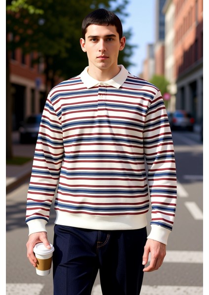 Erkek Polo Yaka Çizgili Regular Kalıp Uzun Kollu Örme Üst Fonksiyonel Dayanıklı Kaliteli Şık fiyatları
