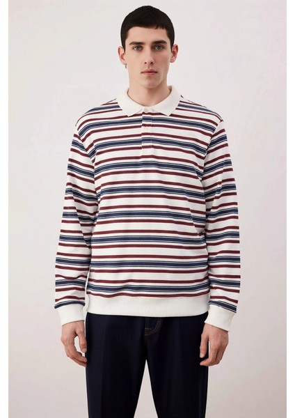Erkek Polo Yaka Çizgili Regular Kalıp Uzun Kollu Örme Üst Fonksiyonel Dayanıklı Kaliteli Şık modelleri