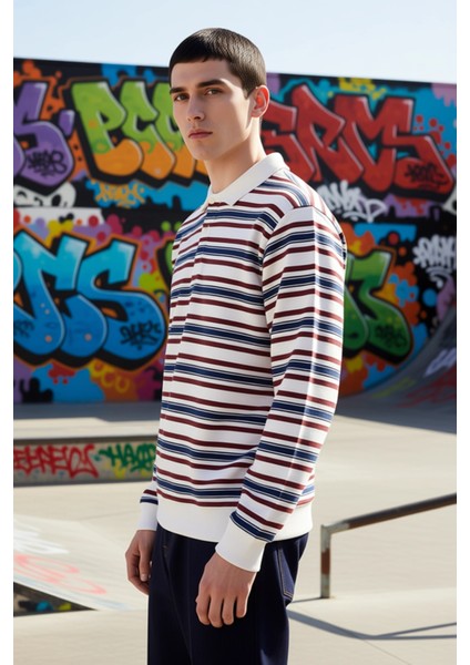 Erkek Polo Yaka Çizgili Regular Kalıp Uzun Kollu Örme Üst Fonksiyonel Dayanıklı Kaliteli Şık indirimleri