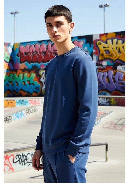 Erkek Düz Bisiklet Yaka Düşük Kol Uzun Kollu Sweatshirt Fonksiyonel Dayanıklı Kaliteli Şık indirimleri