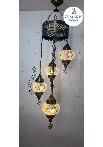 El Yapımı Otantik Mozaik 4 Lü Avize Tavan Sarkıt Dekoratif fiyatları