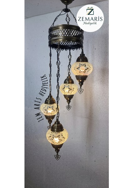 El Yapımı Otantik Mozaik 4 Lü Avize Tavan Sarkıt Dekoratif modelleri