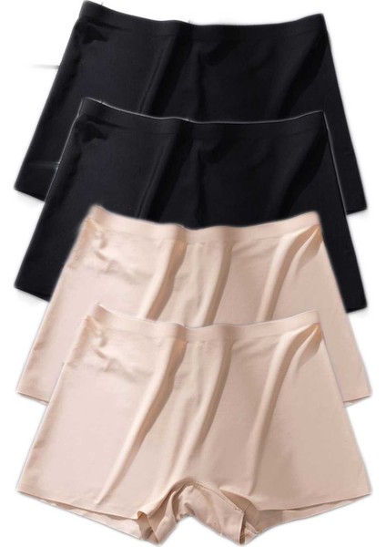 4 Adet Kadın Dikişsiz Görünmez Iz Yapmaz Mini Şort Boxer Siyah Ten fiyatları