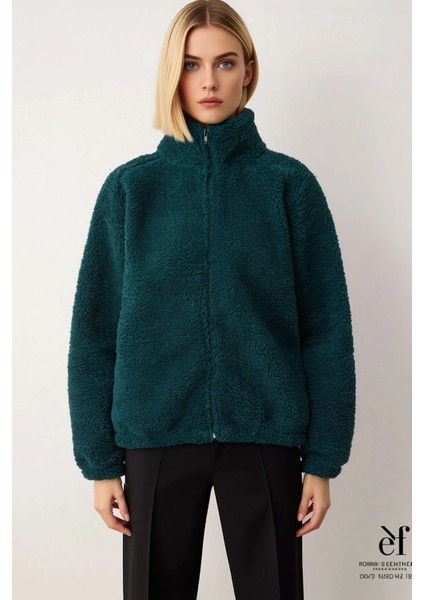 Kadın Dik Yaka Düşük Kol Fermuar Kapamalı Örme Sweatshirt Fonksiyonel Dayanıklı Kaliteli Şık modelleri