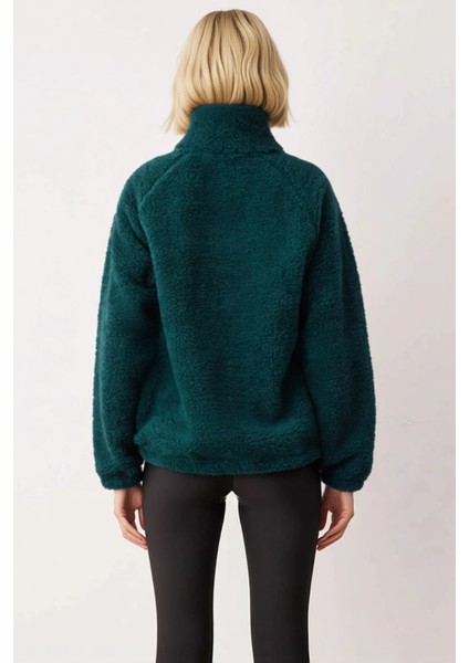 Kadın Dik Yaka Düşük Kol Fermuar Kapamalı Örme Sweatshirt Fonksiyonel Dayanıklı Kaliteli Şık fırsatları