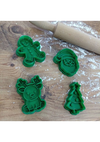 Yılbaşı Temalı 4'lü Kurabiye Kalıbı Seti - Polimer Kil, Oyun Hamuru Damga ve Kesici Şekillendirici🎄 fiyatları