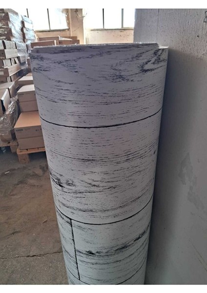 Pvc Gri Yer Muşambası 1 x 9 Metre Zemin Kaplaması Keçeli Parke Desen Popfleks Mineflö