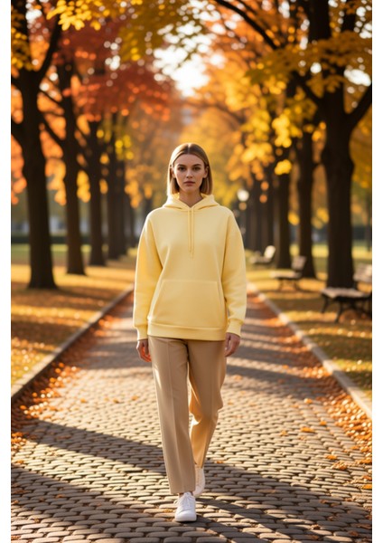 Kadın Kapüşonlu Düşük Kol Oversize Sweatshirt Fonksiyonel Dayanıklı Kaliteli Konforlu Spor