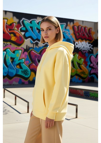Kadın Kapüşonlu Düşük Kol Oversize Sweatshirt Fonksiyonel Dayanıklı Kaliteli Konforlu Spor indirimleri