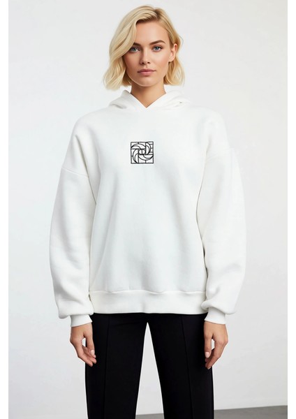 Kadın Kapüşonlu Düşük Kol Geometrik Desenli Oversize Örme Sweatshirt Fonksiyonel Dayanıklı modelleri